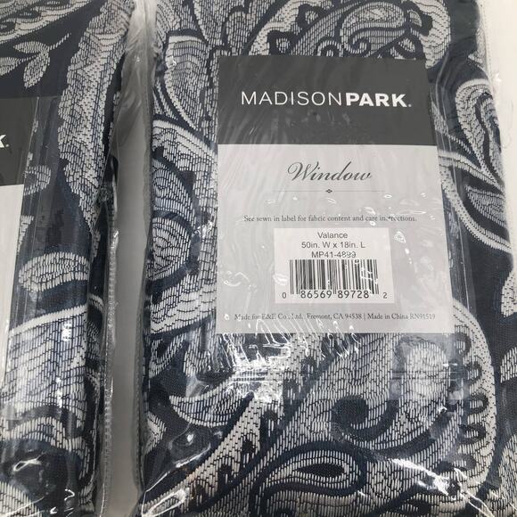 Madison Park Valance Window Panel Set Paisley New - Picture 2 of 5